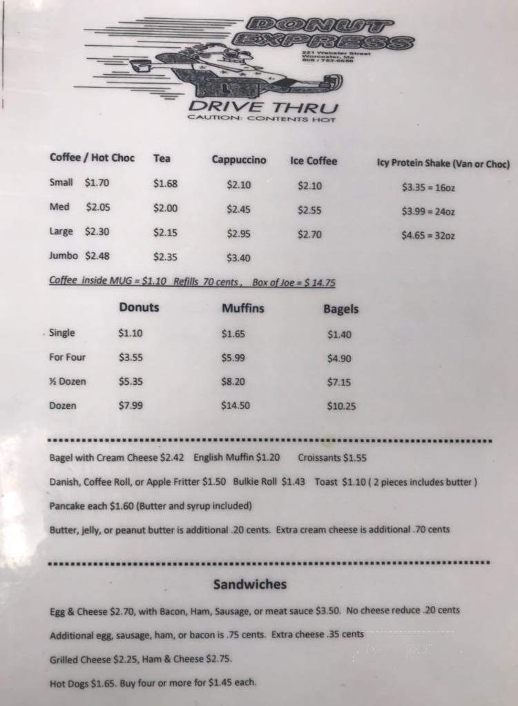 Donut Express - Whittier, CA menu_pic
