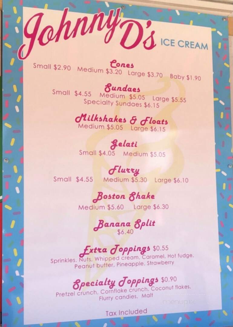 Johnny D's - Uniontown, PA menu_pic