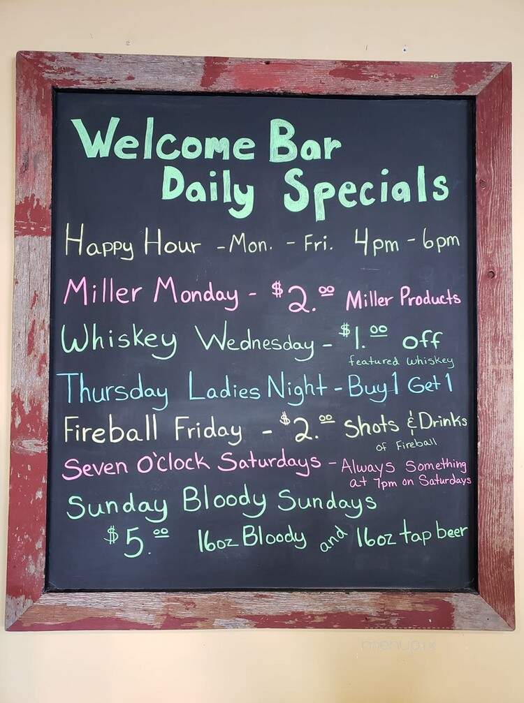 Welcome Bar - Independence, WI menu_pic