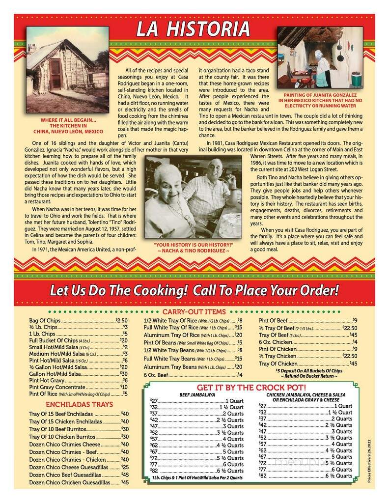 Casa Rodriguez - Celina, OH menu_pic