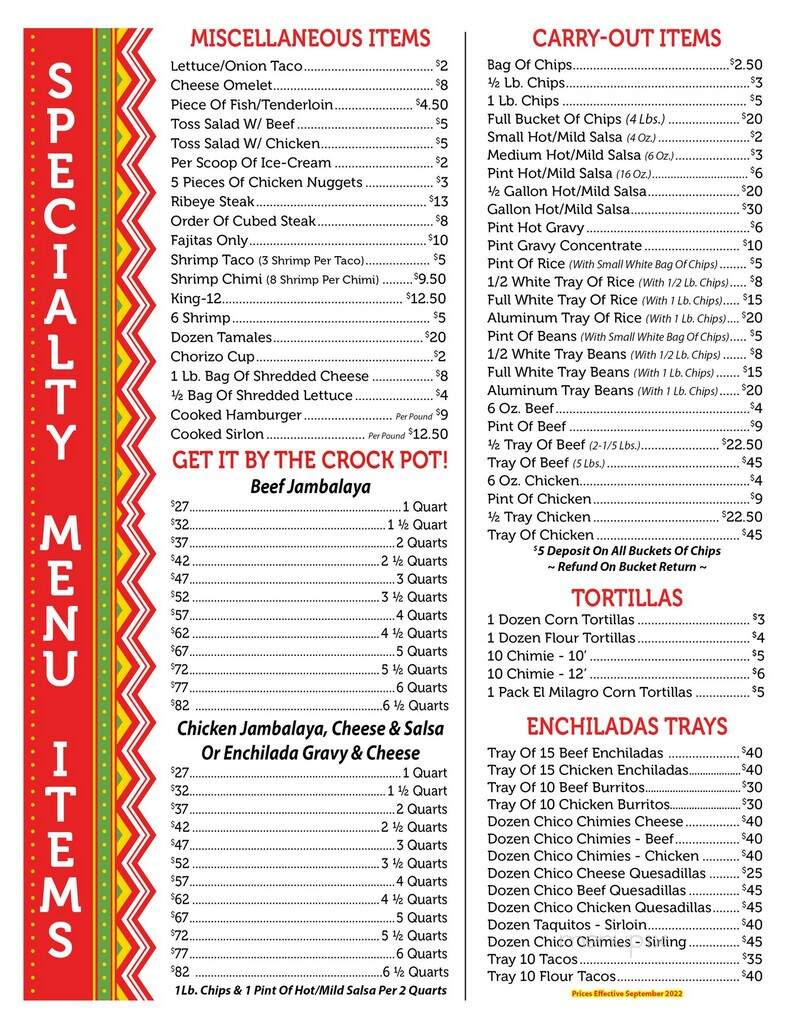 Casa Rodriguez - Celina, OH menu_pic
