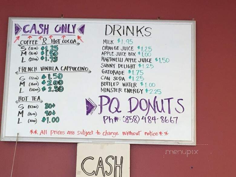 P Q Donut - San Diego, CA menu_pic