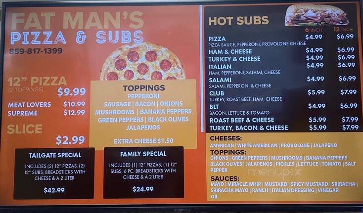 Fat Man's Pizza - Gatlinburg, TN menu_pic