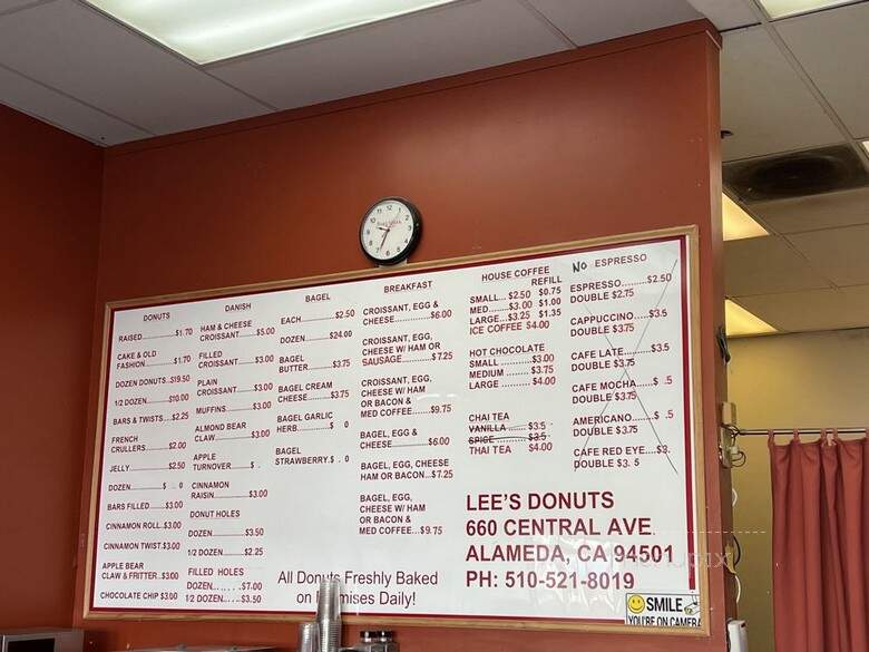 Lee's Donuts - Alameda, CA menu_pic