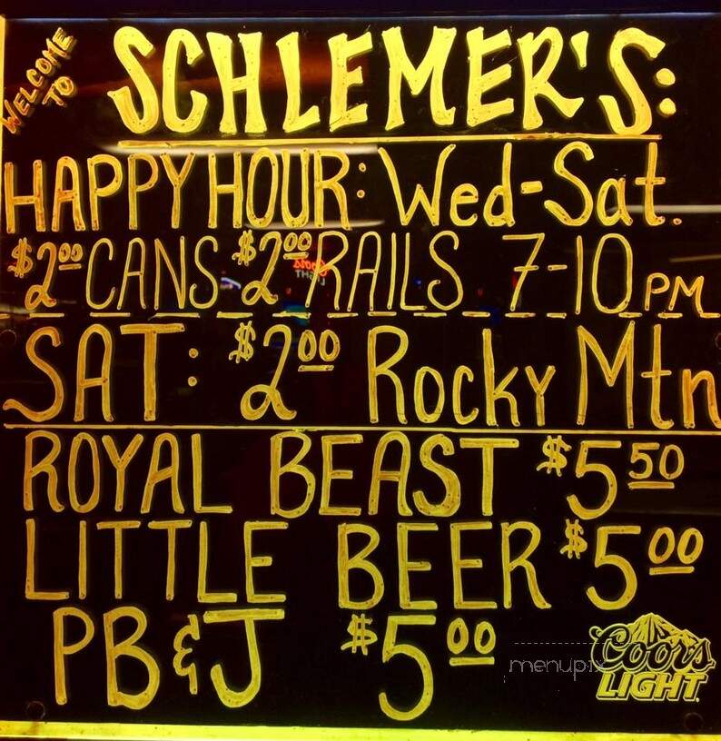 Schlemer's Lounge - Cottage Hills, IL menu_pic