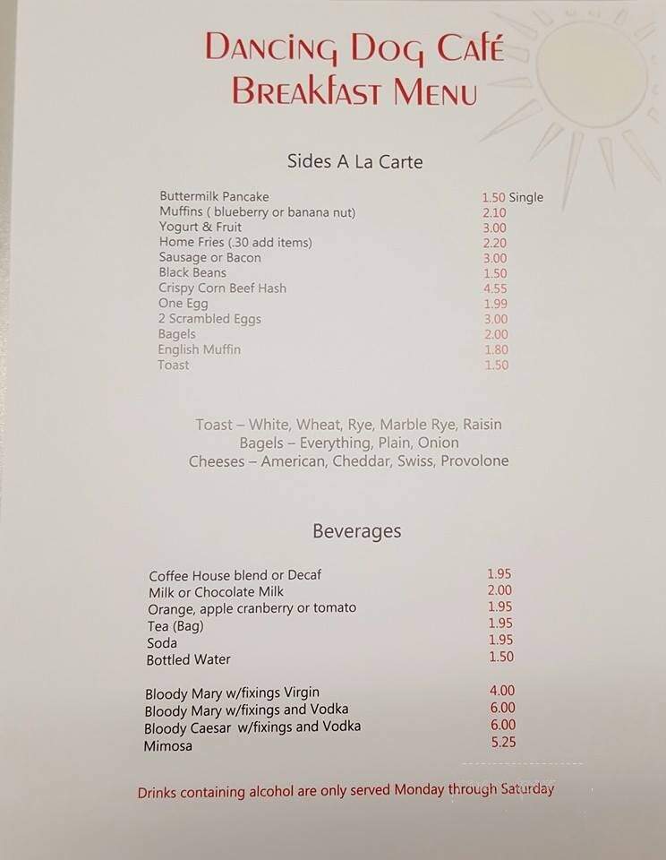 Dancing Dog - Alexandria Bay, NY menu_pic