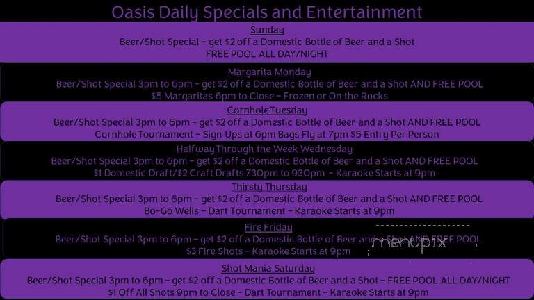 Oasis Sports Bar - Pocatello, ID menu_pic
