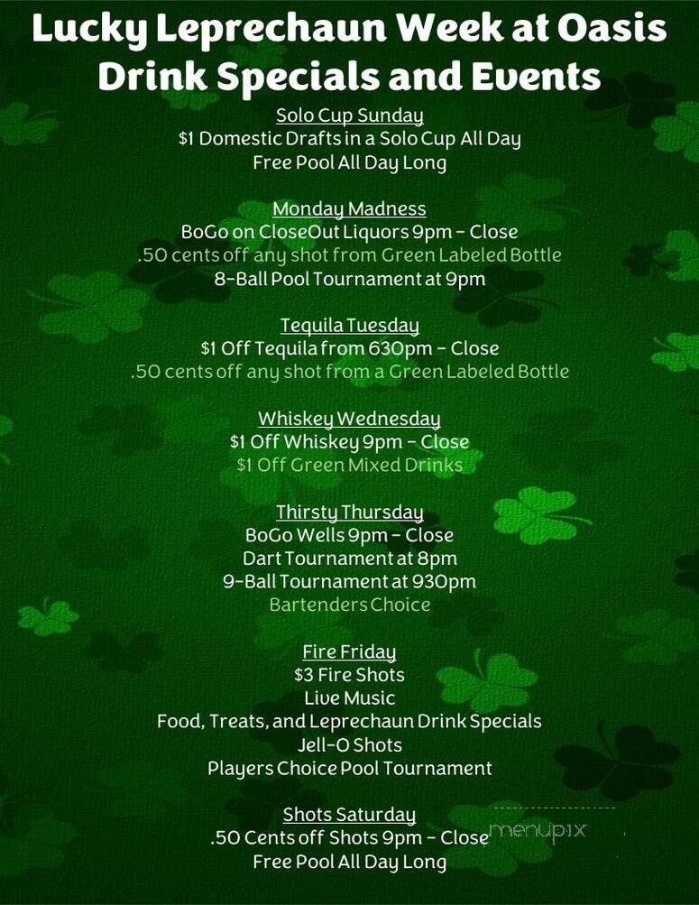 Oasis Sports Bar - Pocatello, ID menu_pic