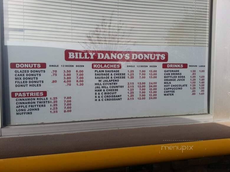 Billy Dano's Donuts - Manvel, TX menu_pic