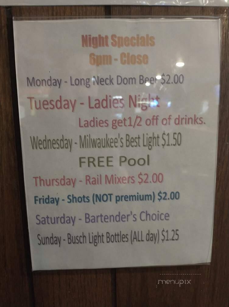 Sharona's Bar - Shawano, WI menu_pic