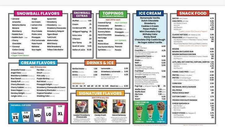 The Snoball Factory - New Iberia, LA menu_pic