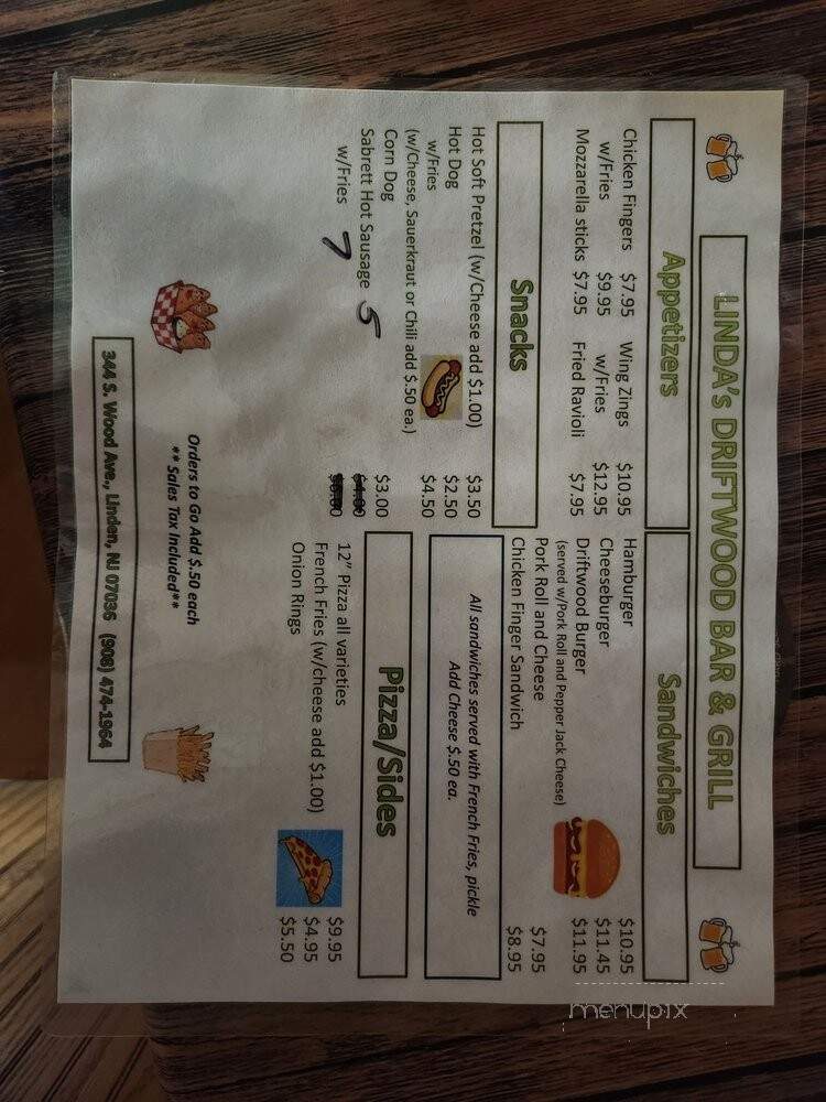 Linda's Driftwood Bar & Grill - Linden, NJ menu_pic