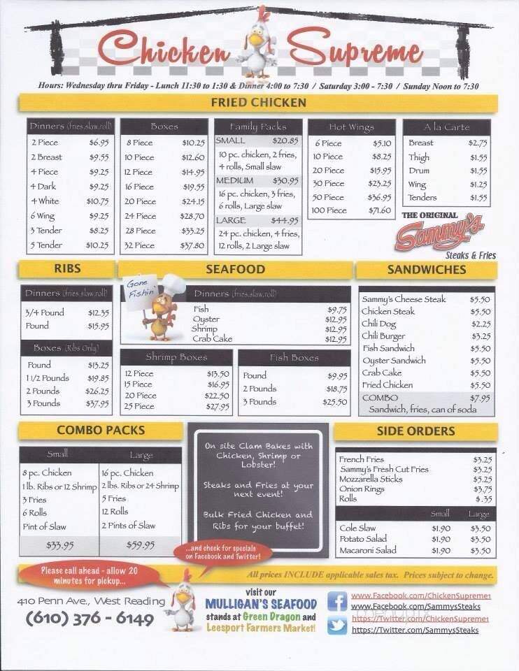 Sammy's Steaks & French Fries - Reading, PA menu_pic