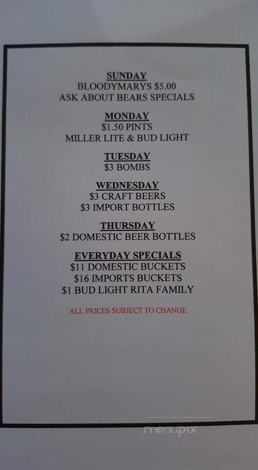 Juniors Bar & Grill - Berwyn, IL menu_pic