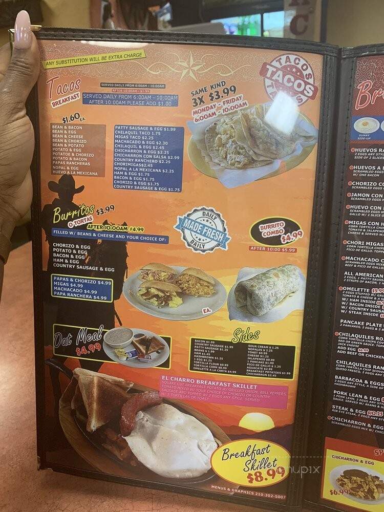 Taqueria El Charro - San Antonio, TX menu_pic