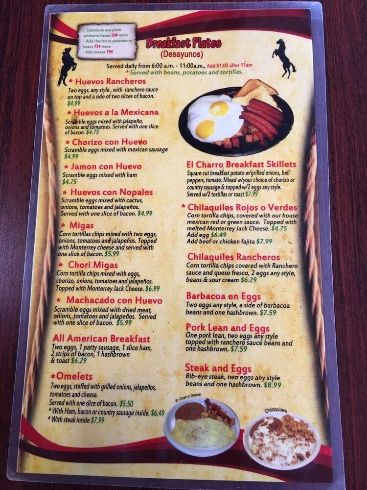 Taqueria El Charro - San Antonio, TX menu_pic