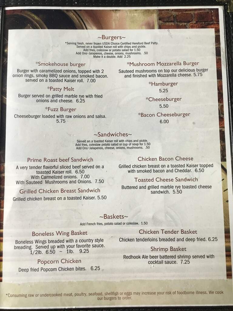 Bakerville Sports Bar - Marshfield, WI menu_pic
