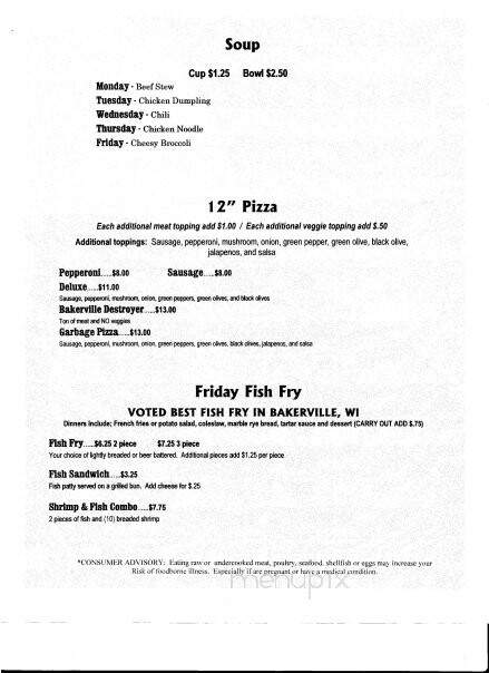 Bakerville Sports Bar - Marshfield, WI menu_pic