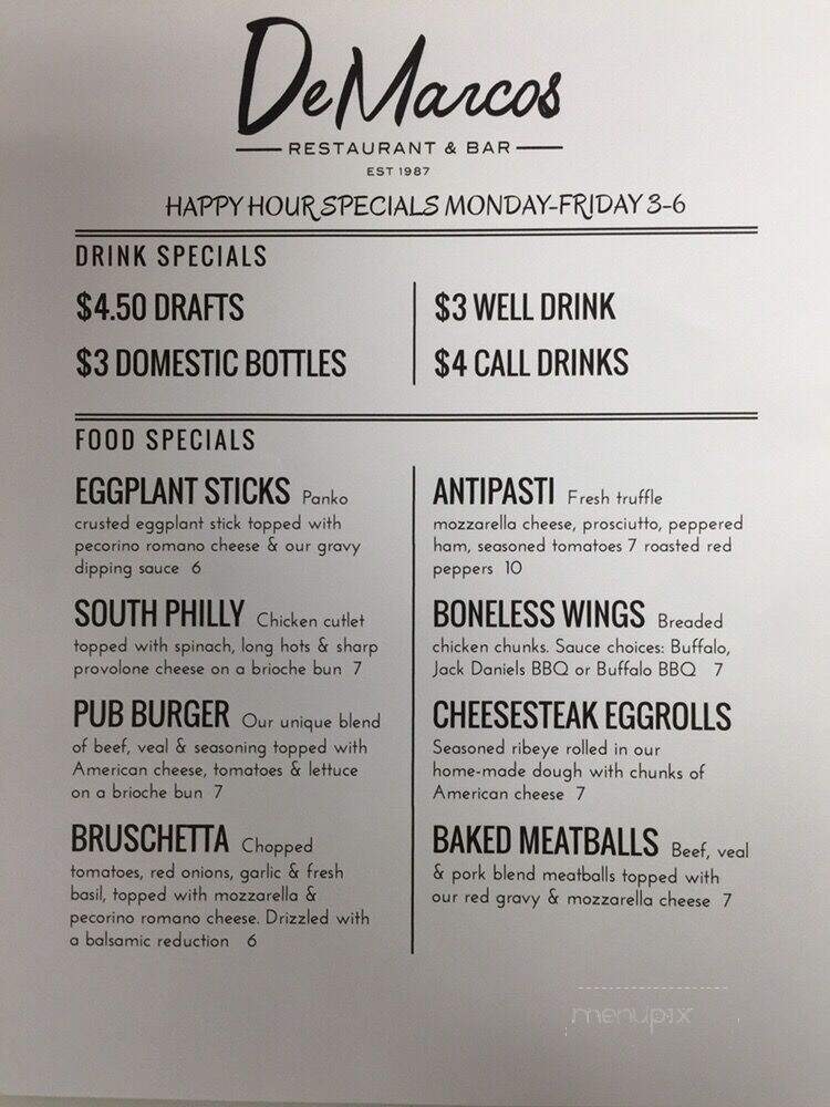 De Marco's Pasta & Pub - Folsom, PA menu_pic