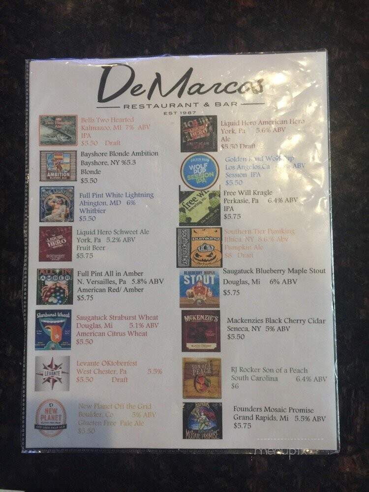 De Marco's Pasta & Pub - Folsom, PA menu_pic
