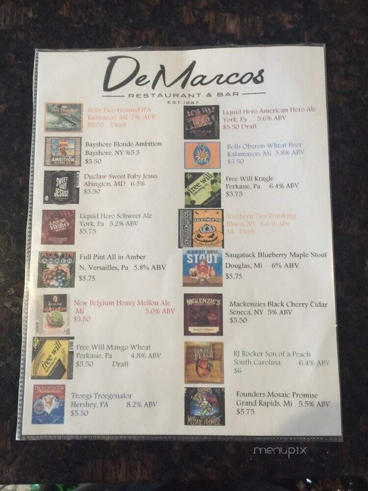 De Marco's Pasta & Pub - Folsom, PA menu_pic