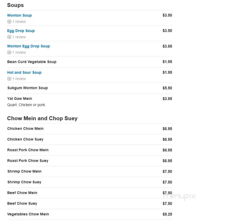 China II - Fort Mill, SC menu_pic