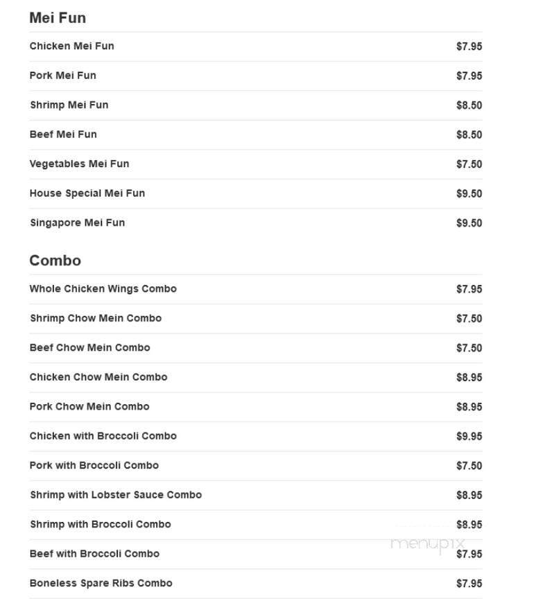 China II - Fort Mill, SC menu_pic
