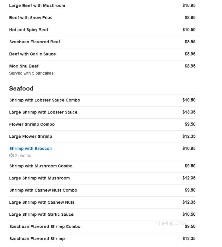China II - Fort Mill, SC menu_pic