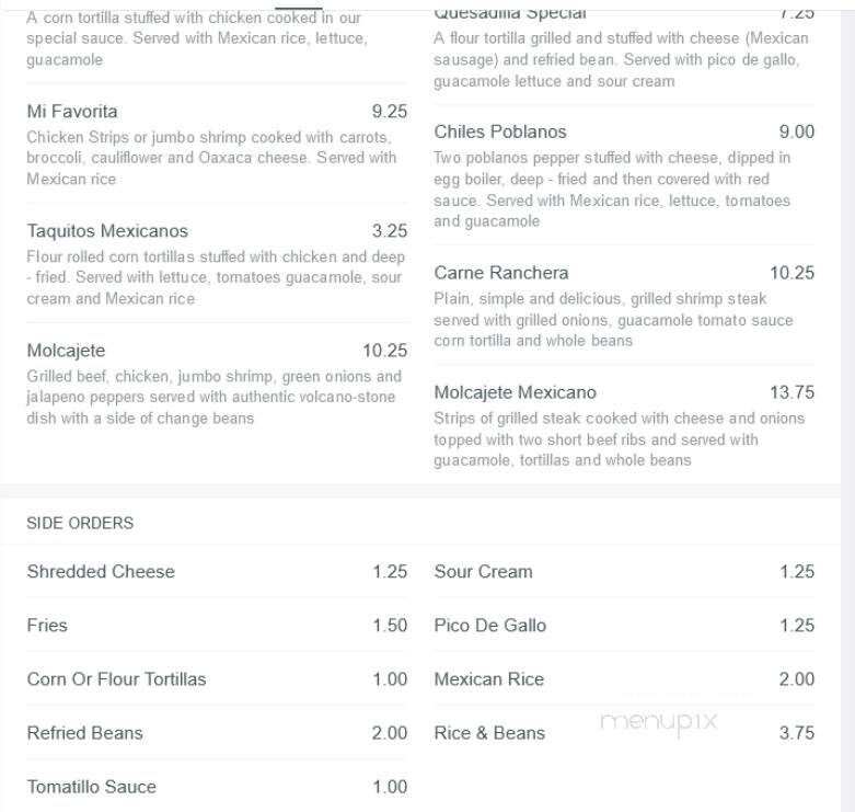 El Porton - Paducah, KY menu_pic