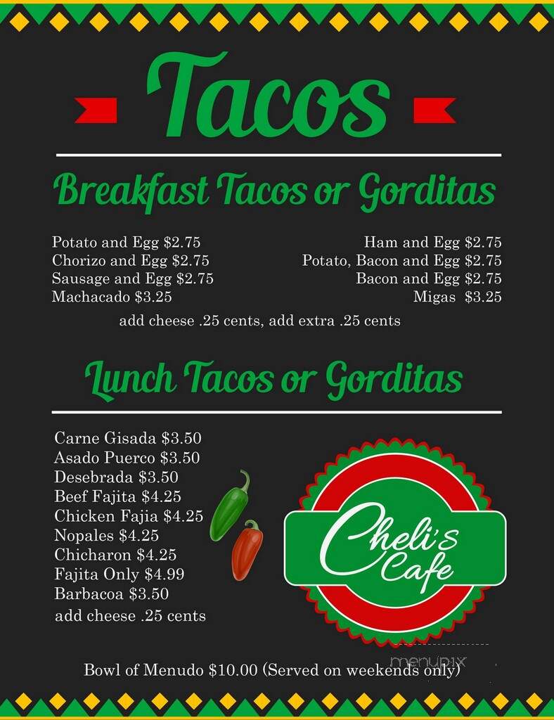 Cheli's Cafe - Sanderson, TX menu_pic