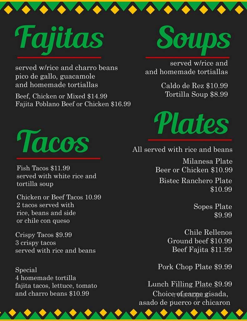 Cheli's Cafe - Sanderson, TX menu_pic