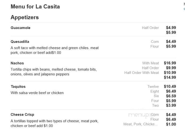 La Casita Mexican Restaurant - Marco Island, FL menu_pic