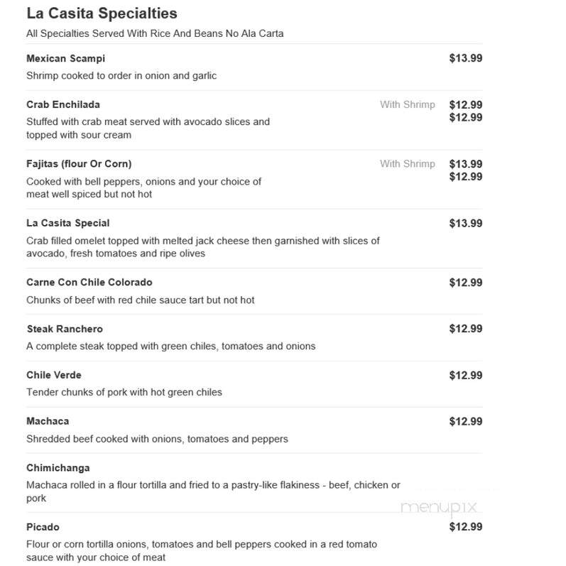 La Casita Mexican Restaurant - Marco Island, FL menu_pic