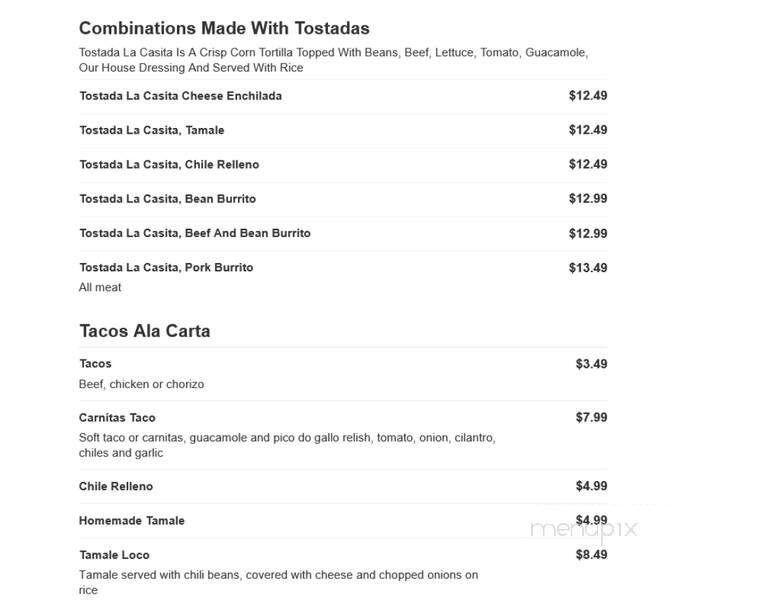 La Casita Mexican Restaurant - Marco Island, FL menu_pic