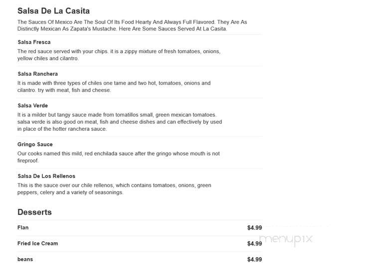 La Casita Mexican Restaurant - Marco Island, FL menu_pic