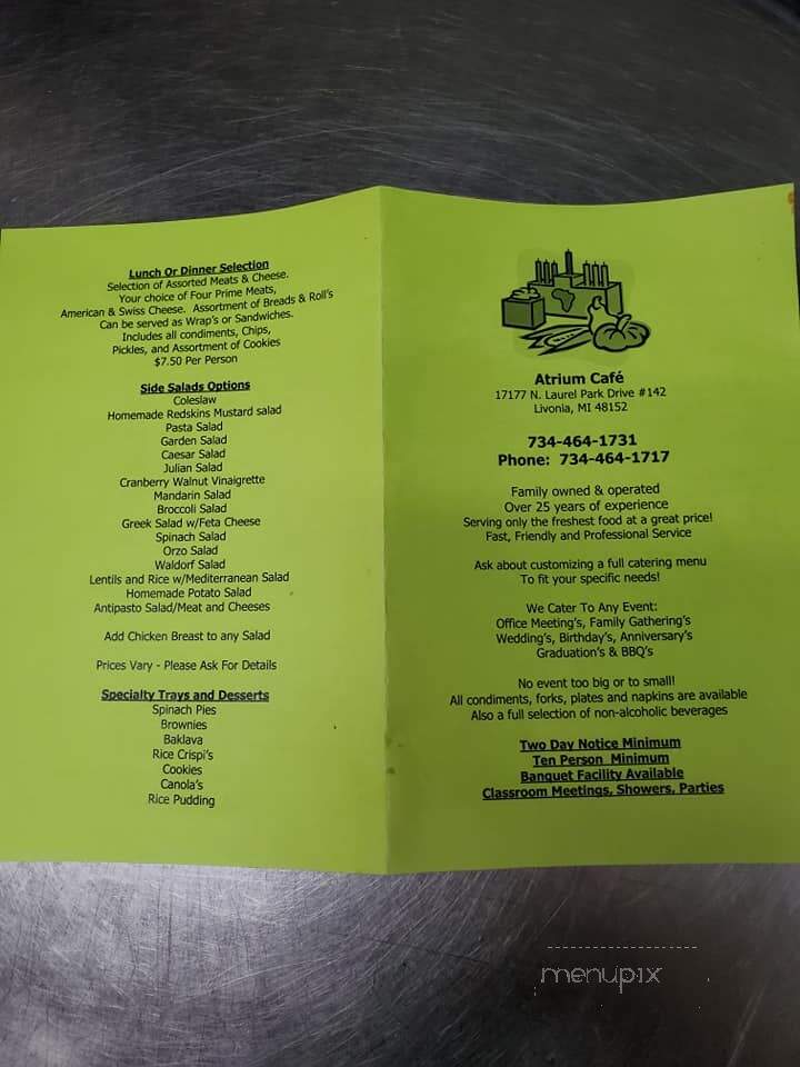 Atrium Cafe & Sundries - Livonia, MI menu_pic