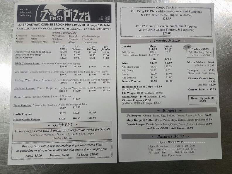 Z's Fast Pizza - Corner Brook, NL