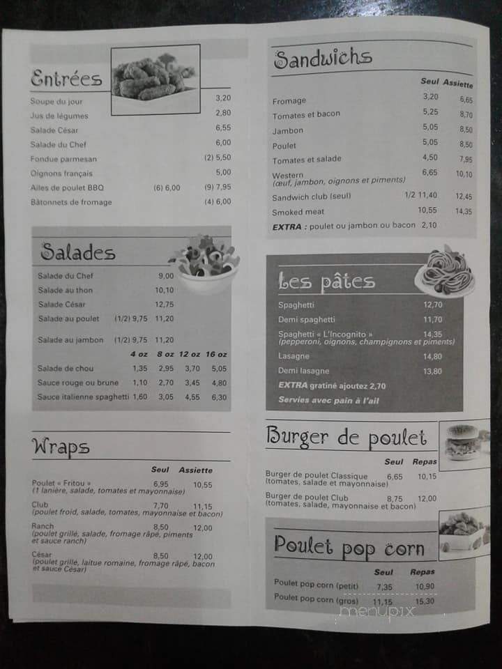 Restaurant L'Incognito - Sainte-Justine, QC menu_pic