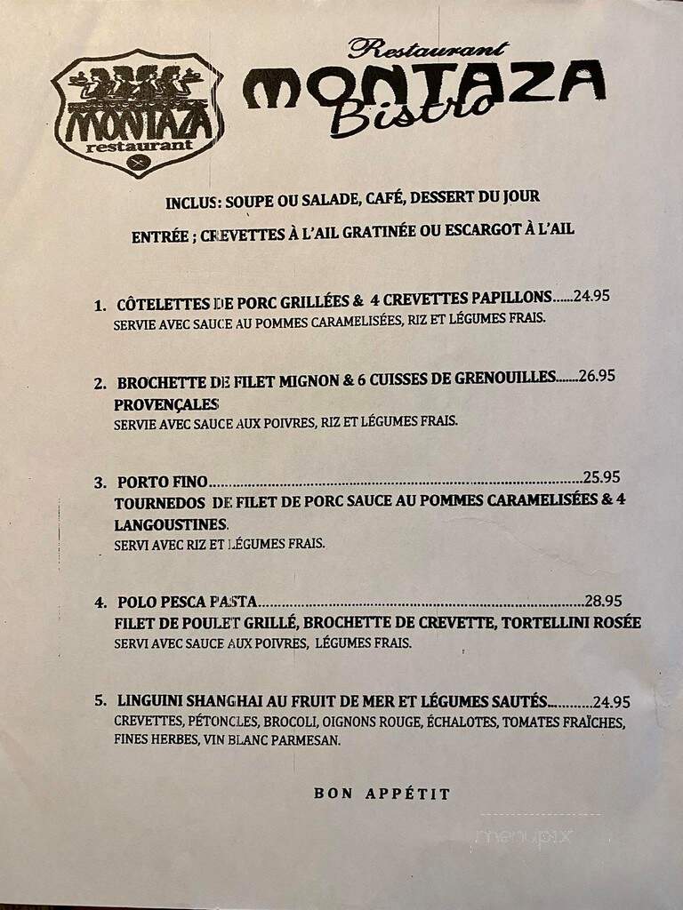 Restaurant Montaza - Montreal, QC menu_pic