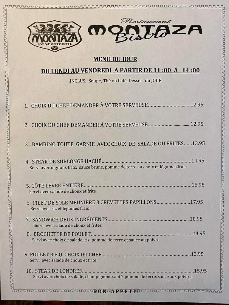 Restaurant Montaza - Montreal, QC menu_pic