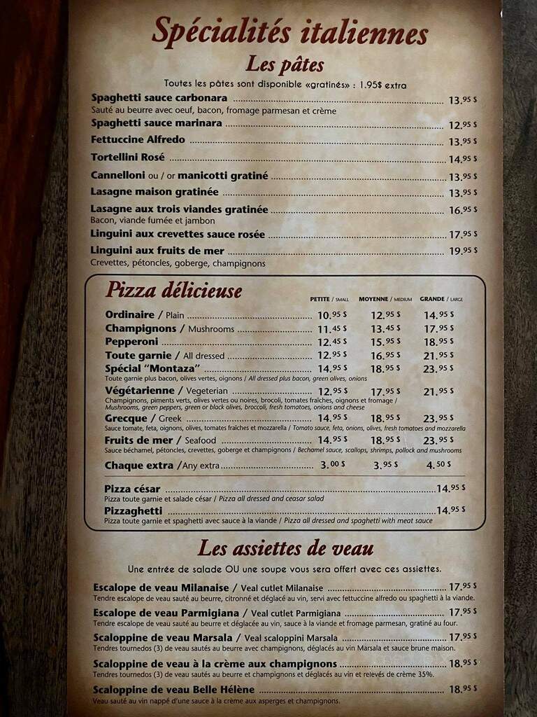 Restaurant Montaza - Montreal, QC menu_pic
