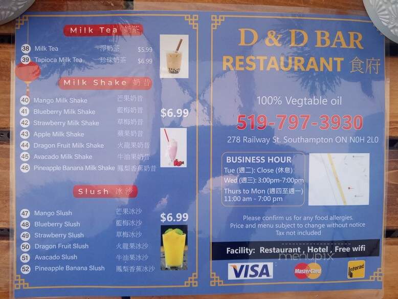 Stop 21 Restaurant And Motel - Southampton, ON menu_pic