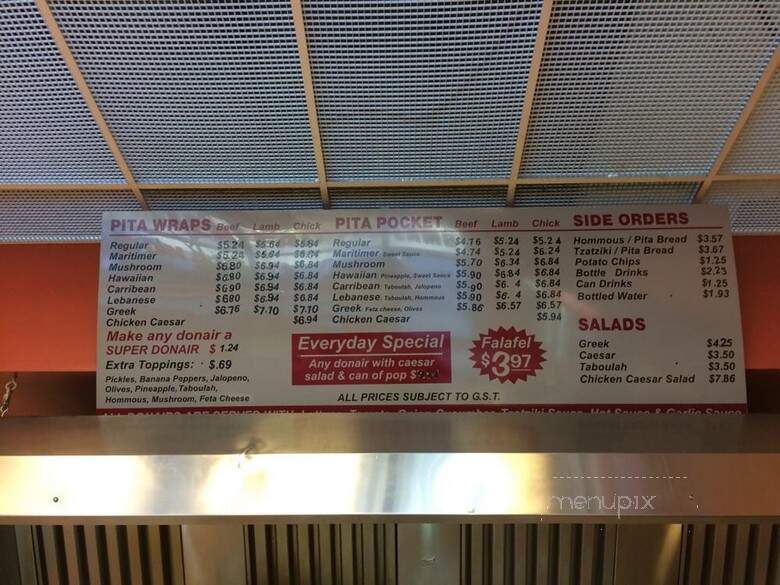 Tasty Honkin Donairs - Port Coquitlam, BC menu_pic