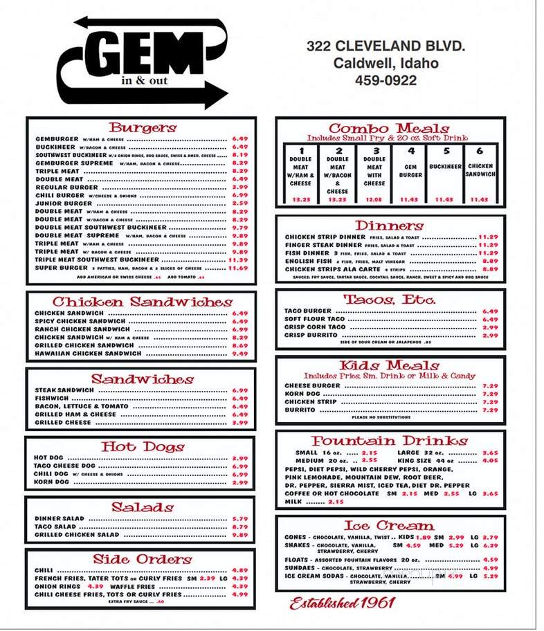 Gem In & Out - Caldwell, ID menu_pic