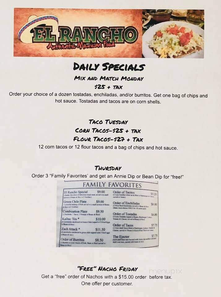 El Rancho Cafe - Holcomb, KS menu_pic