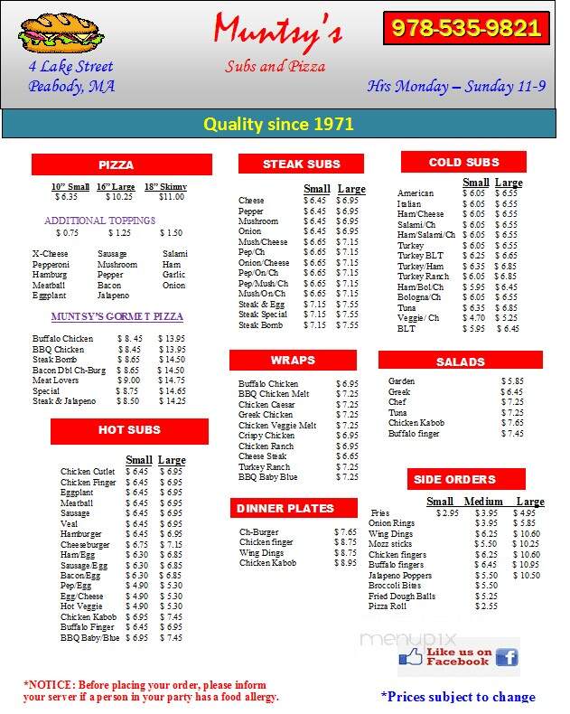 Munsy's - Peabody, MA menu_pic