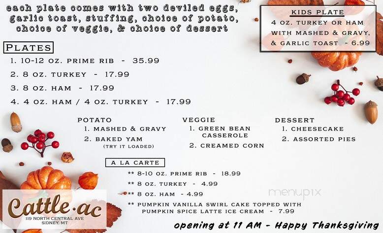 Cattle-Ac - Sidney, MT menu_pic