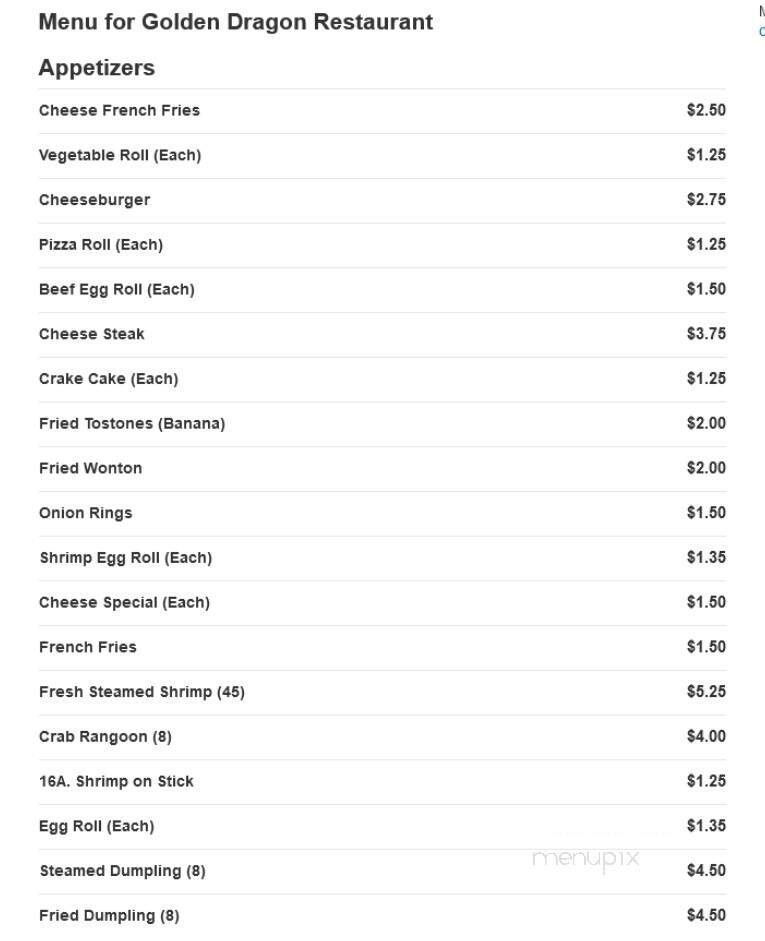 Golden Dragon Take Out - Camden, NJ menu_pic