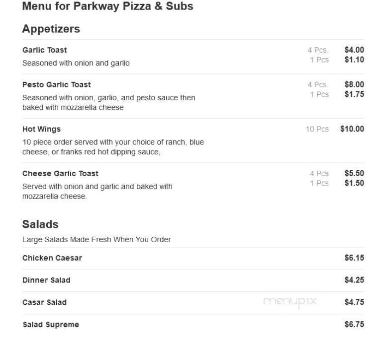Parkway Pizza - Brick, NJ menu_pic