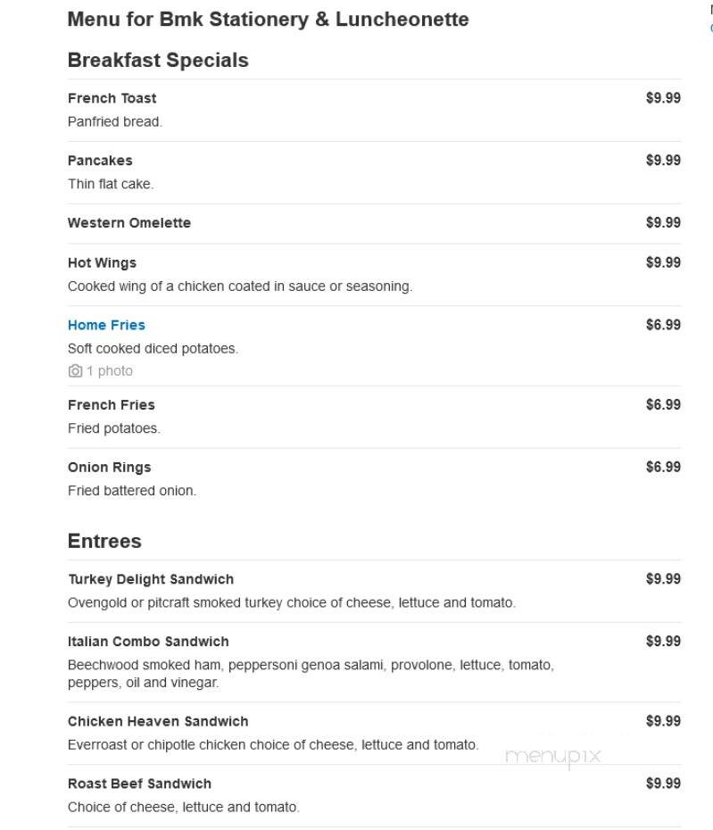Bmk Stationery - New Rochelle, NY menu_pic